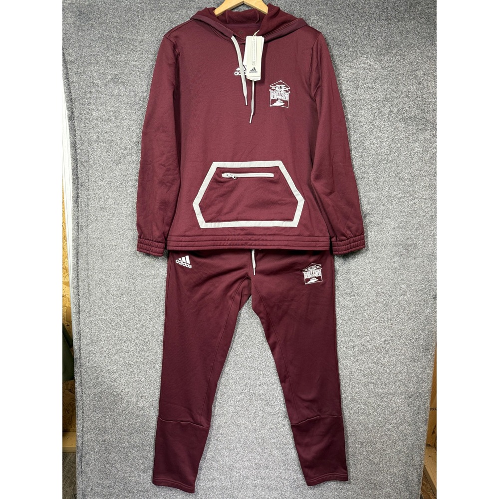 Adidas Women Team Sweatsuit Hoodie Sweatpants Set Maroon Burgundy Large NWT
